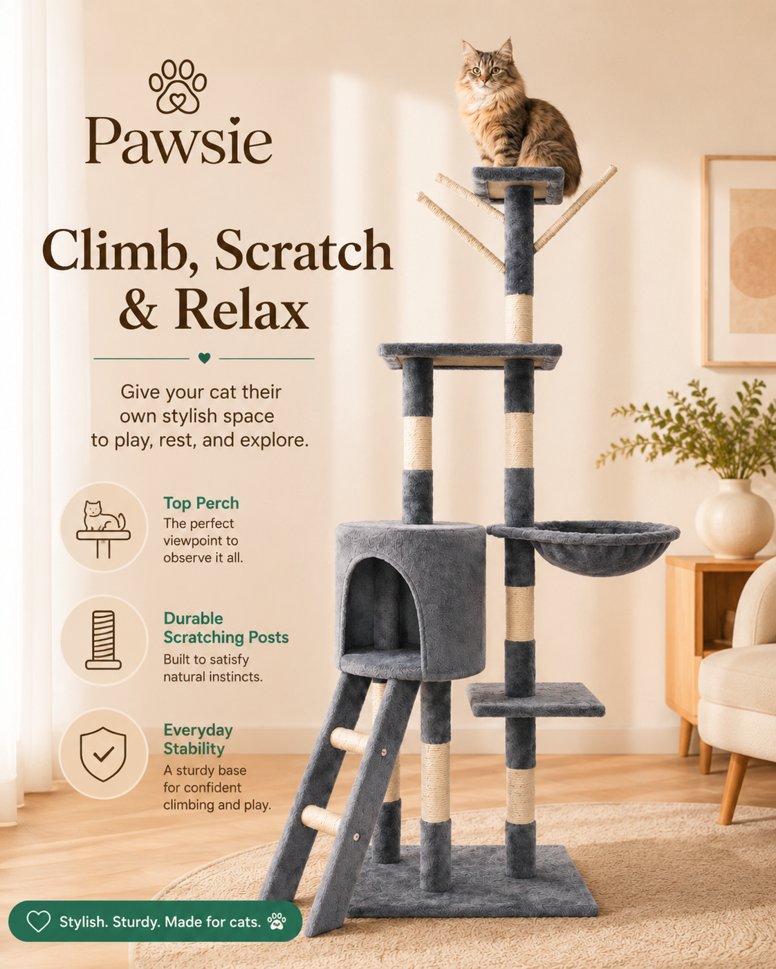 Pawsie Cozy Cat Tree