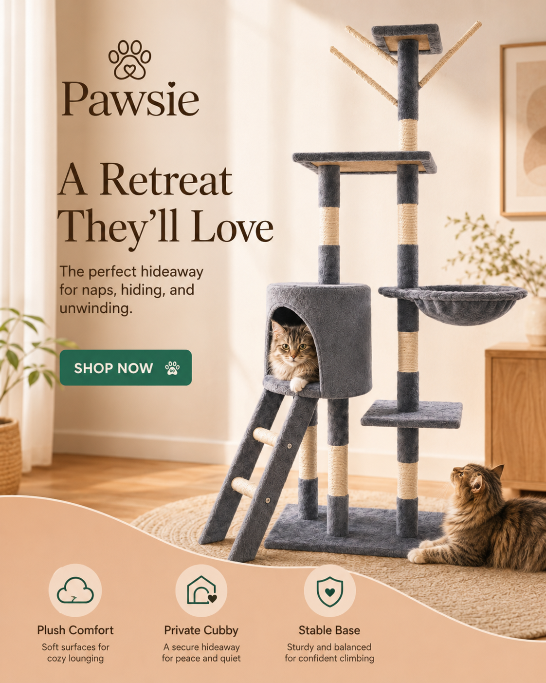 Pawsie Cozy Cat Tree